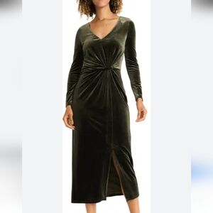 NWT Candace By Maggie London Olive Green Velvet Formal/Special Occasion Dress